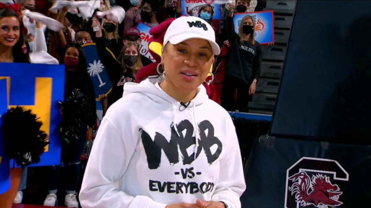 South Carolina coach Dawn Staley and assistant coaches Lisa Boyer